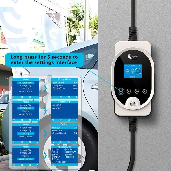 Зарядка для електромобіля GB/T AC 7,4 кВт 32A1-фаза Wi-Fi Master FEYREE (FY7-32-1PH-GB/T-M8) FY7-32-1PH-GB/T-M8 фото