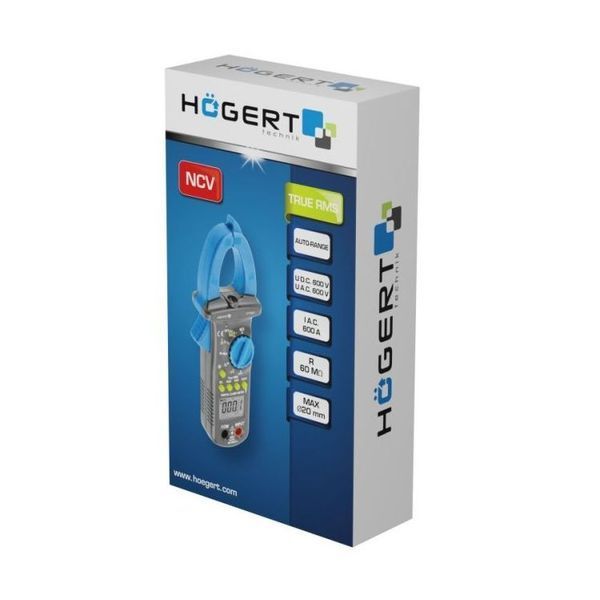 Мультиметр цифровий 0-600В з струмовими кліщами Hogert HT1E621 фото
