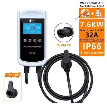 Зарядка для електромобіля Type Tesla 7.4 кВт 32А 1-фаза Pisces Wi-Fi FEYREE (FY7-32-1PH-TS-CS-PIS) FY7-32-1PH-TS-CS-PIS фото