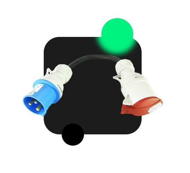 Переходник 1-фаза (силовая вилка) - 3-фазы (силовая розетка) ECOFACTOR (Adapter-7 plug 3x32A) Adapter-7 plug 3x32A фото