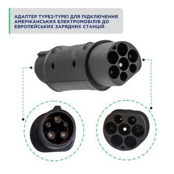 Переходник 7.4 кВт 32А 1-фаза Type 2 (станция) - Type 1 (американское авто) UACHARGER (A-C-AD-2-1) A-C-AD-2-1-UaCharger фото
