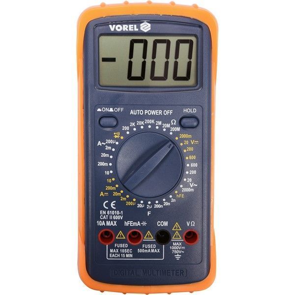 Мультиметр цифровий 0-600 0-200 МОм 0-10А Vorel 81783 фото